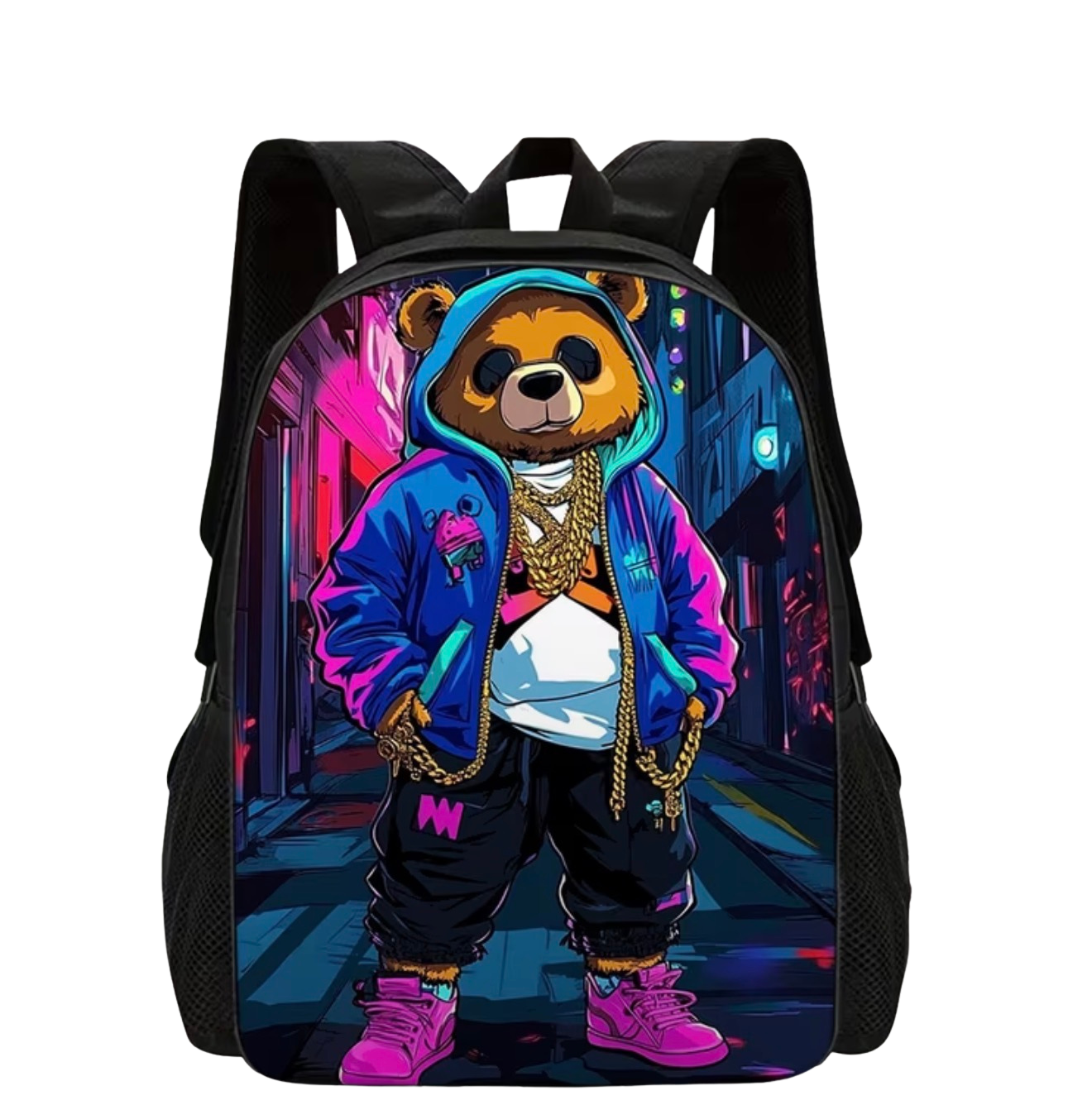 Cool colorful bear printed backpack