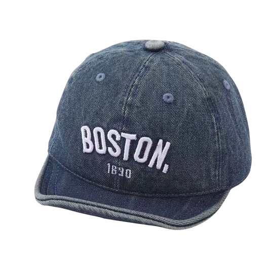 Fashion Children Sunshade Cap Embroidery Letter Baby Duck Tongue Hat Blue Denim Peaked Hats 6-18Months Kids Baseball Caps